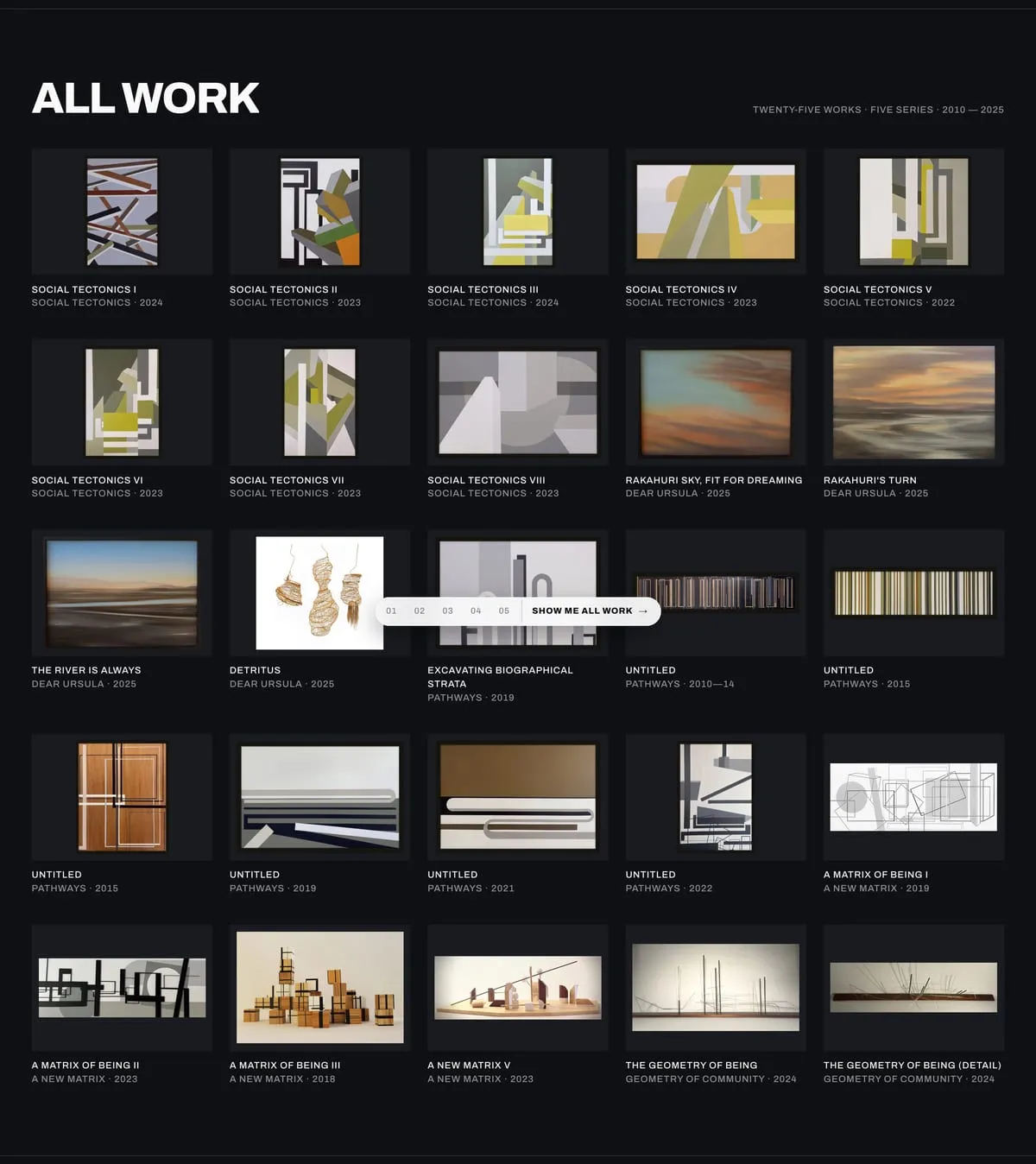 The all-work grid of twenty-five pieces