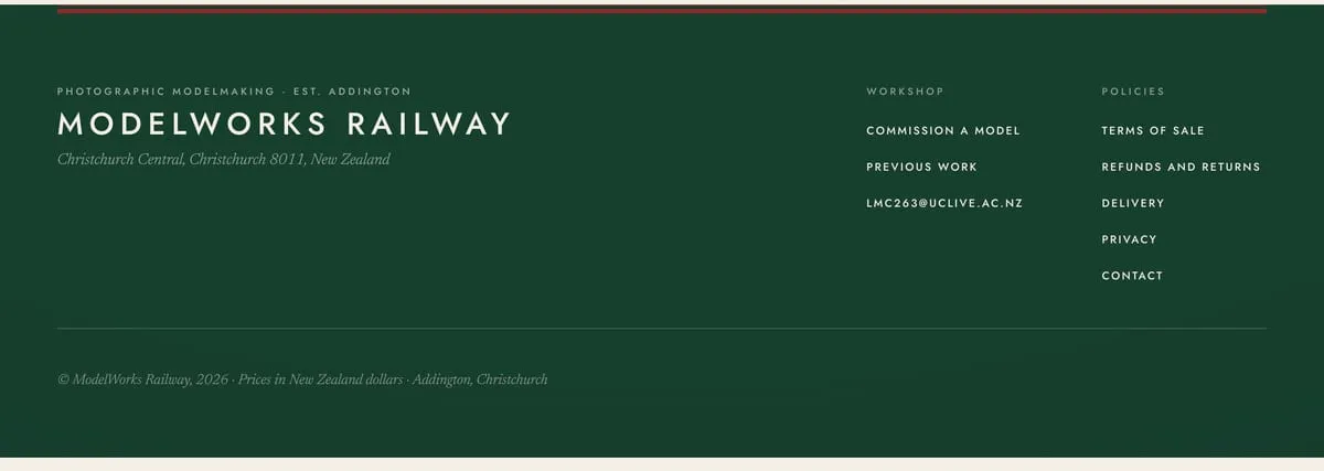 The end of the order flow and the site footer, showing the full set of policy links